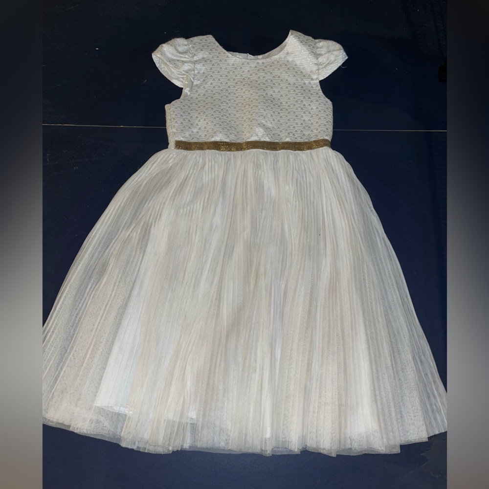 Dorissa gold sparkle dressy dress gown princess 14 pleated gown